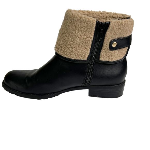 Style & Co. Beana Black Vegan Leather Foldover Faux Fur Ankle Boots 8.5M - Picture 3 of 10